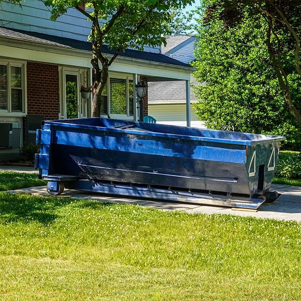 residential dumpsters can be placed on a driveway or lawn, but preventative measures must be required to avoid damage to the property